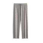 Pantalon large décontracté pour femme, longueur cheville, taille élastique, en soie glacée, couleur unie, printemps-été
