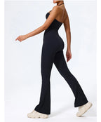 Nouvelle combinaison de yoga sans manches pour femme, salopette évasée de sport à dos nu pour la gym, tenue de sport pour femme
