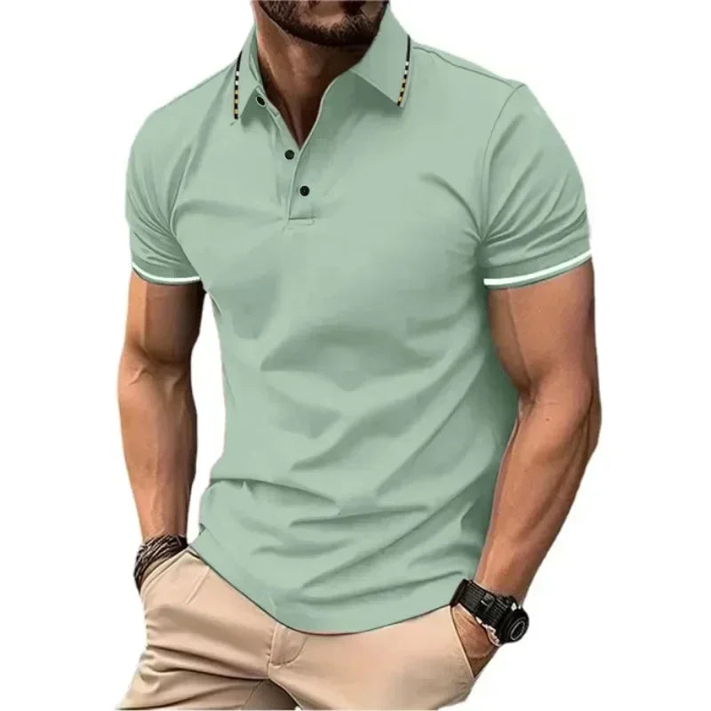 Polo à manches courtes pour hommes, t-shirt d'été à revers, respirant, basique, boutonné, haut de sport, léger, ample, nouvelle collection