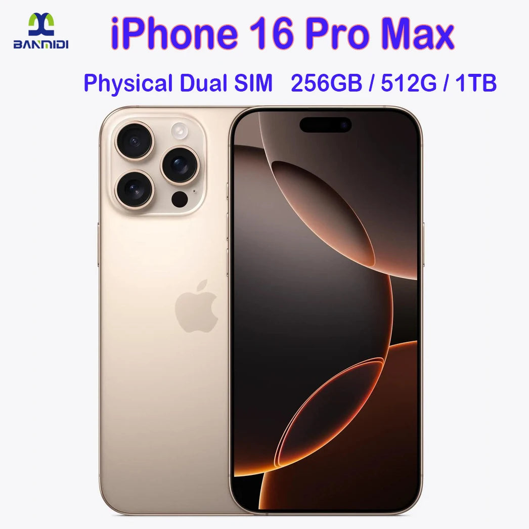 100% Original iPhone 16 Pro MAX Smartphone 6.9 "double SIM débloqué 5G téléphone portable Retina XDR OLED 6.3" 16 Pro 128GB/256GB/512GB/1T