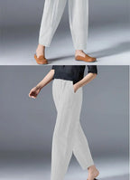 Pantalon à jambes larges en coton pour femme, ample, surdimensionné, couleur unie, sarouel, décontracté, taille élastique, longueur cheville, vêtements pour femmes, été