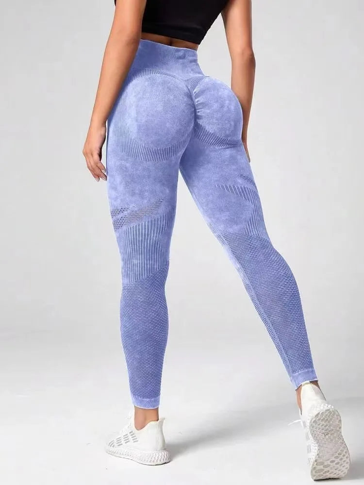 Leggings évidés pour femmes, collants minces sans couture, pantalons de fitness conviviale rés, taille haute, levage des hanches, pantalons de yoga extensibles, lavage à l'eau