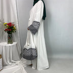 Dubaï élégant caftan Robe modeste Abayas musulman ouvert Abaya et sac femmes Islam Caftan Marocain Robe Arabe Femme Musulmane