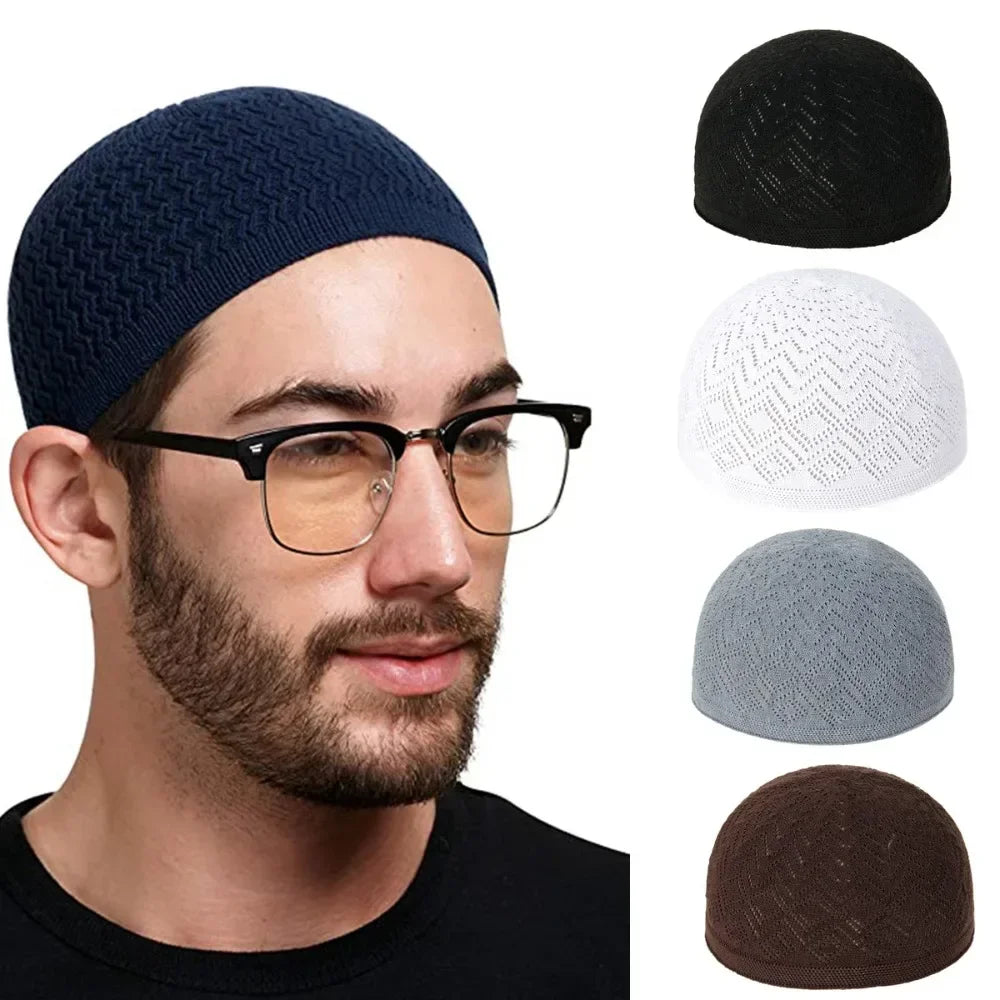 Chapeau de prière arabe en maille légère et respirante pour hommes, casquette d'été Mubarak musulmane Taqiyah pour Ramadan, vêtements décontractés pour l'éducation, 1 pièce