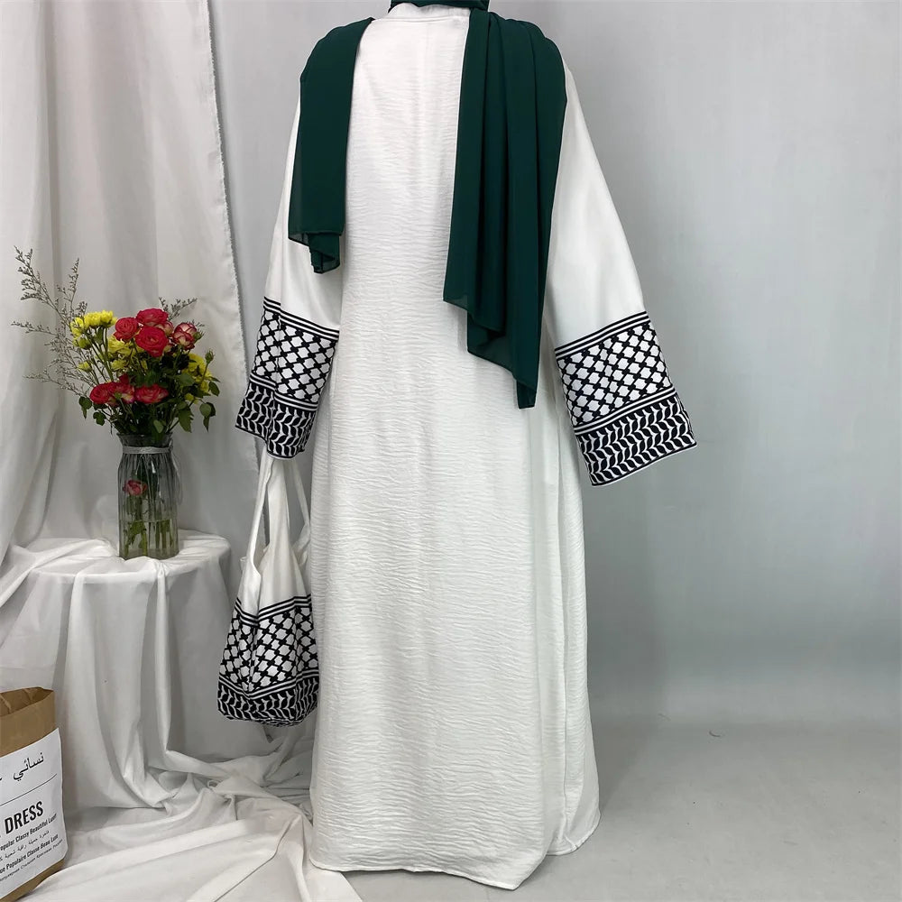 Dubaï élégant caftan Robe modeste Abayas musulman ouvert Abaya et sac femmes Islam Caftan Marocain Robe Arabe Femme Musulmane