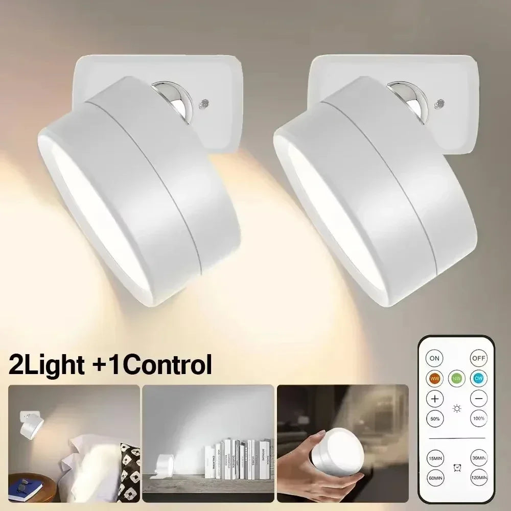 Lampes murales LED avec télécommande, appliques murales magnétiques sans fil, 3 couleurs, variable, rechargeable par USB, pour chambre à coucher, lampe de chevet
