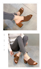 Sandales de Luxe Décontractées et Souples à Talons Hauts pour Femme, Mules Noires, Pantoufles d'Été, Chaussures d'Extérieur, Parka Ouverte, Taille 42