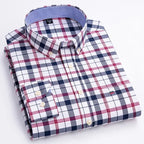 Chemise Oxford à manches longues pour hommes, grande taille 7xl, 100% coton, coupe cintrée, formelle, unie, à carreaux, vêtements de bureau élégants, nouvelle collection