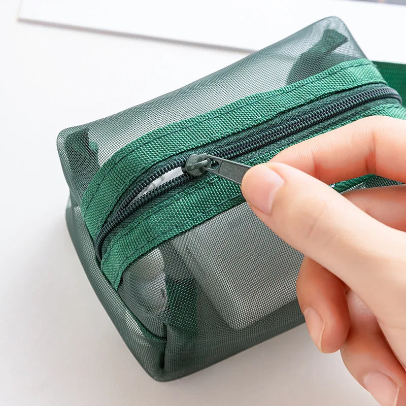 6 sacs de rangement transparents en maille pour pièces de monnaie et articles divers, pochettes organisatrices de cartes 3D portables, sacs cosmétiques, sacs de rangement de voyage