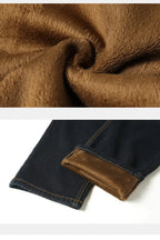 Jeans doublés en polaire réfléchissants pour hommes - Doublure épaisse et chaude, denim durable et bordure réfléchissante, sûrs pour les trajets nocturnes en hiver et décontractés