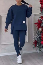 2 pièces femmes Sport costume sweat à capuche hiver ample haut irrégulier + Leggings pantalon décontracté survêtement tenue Sport deux pièces ensemble