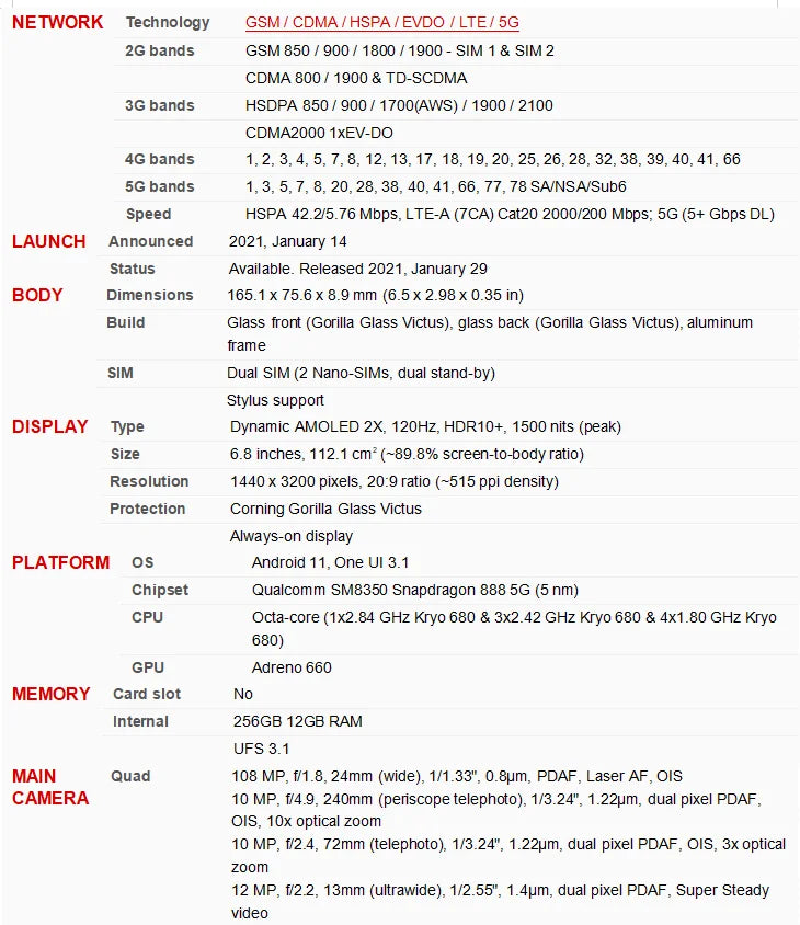 Samsung-Téléphone portable Android débloqué Galaxy S21 Ultra, S21U, 5G Touriste, Sim G9980, 6.8 ", Dean 256, 512 Go de RAM, 12 Go, Snapdragon, NDavid, Original