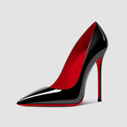 Nouveaux talons hauts noirs pointus de 12cm pour femmes, talons fins avec tempérament sexy, bouche peu profonde, chaussures simples à semelle rouge 34-46