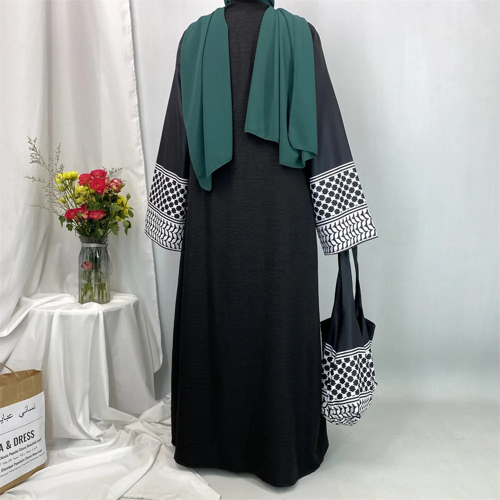 Dubaï élégant caftan Robe modeste Abayas musulman ouvert Abaya et sac femmes Islam Caftan Marocain Robe Arabe Femme Musulmane