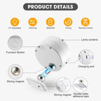 Applique murale LED magnétique, lumières magnétiques à intensité variable, 360 °   Lampe de nuit de projecteur d'armoire de télécommande tactile de rotation
