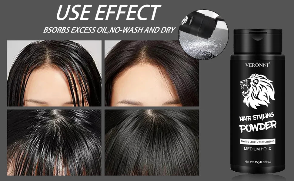 Poudre volumisante pour cheveux, poudre volumisante anti-graisse, facile à utiliser, tenue longue durée pour hommes et femmes, sans traces sur les cheveux