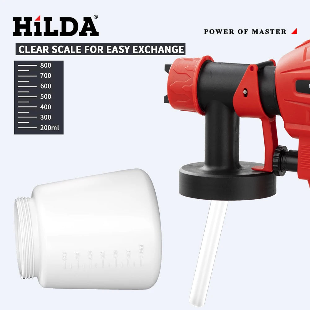 HILDA-Pistolet de Pulvérisation Électrique Rouge de 800ml, Pulvérisateur de Peinture, Outil de Haute Puissance, pour Camion Domestique