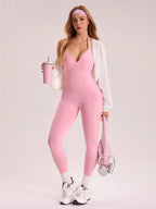 Leggings de Compression de Yoga dos nu sans manches, couleur unie, haute élasticité, sport aérien