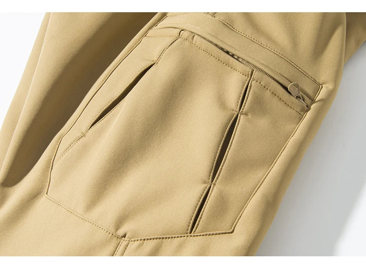 Pantalon cargo imperméable pour homme, doublé en polaire Sharkskin, idéal pour l'escalade, le ski, la randonnée, la pêche, avec de grandes poches