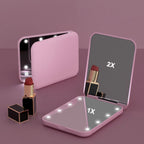 Mini miroir de maquillage LED miroirs de vanité portables avec lumière 1X 2X miroir de poche grossissant miroirs de vanité cosmétiques pliables