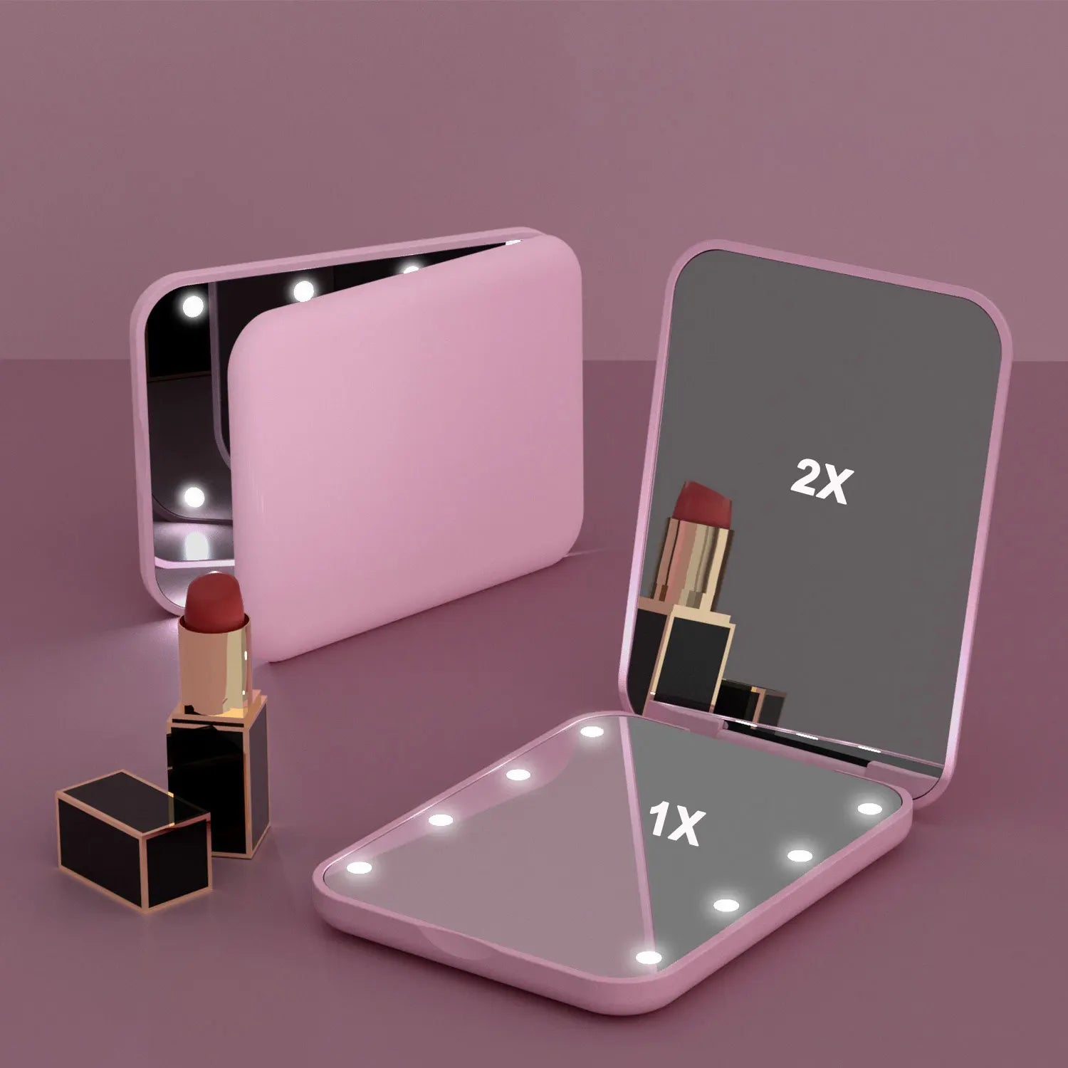 Mini miroir de maquillage LED miroirs de vanité portables avec lumière 1X 2X miroir de poche grossissant miroirs de vanité cosmétiques pliables