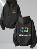 Windows 95 graphique Vintage pour les passionnés de technologie tenue de rue décontractée imprimé matériau doux pull à capuche motif haut unisexe