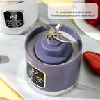 Mini mixeur et presse-agrumes portable rechargeable par USB avec écran numérique et système à 12 lames - Convient pour les voyages, 3 modes, fonctionnement USB