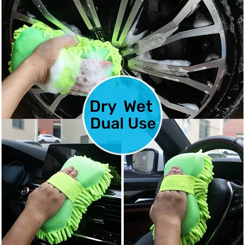 Éponge de lavage de voiture en microfibre, nettoyage de soins de voiture, brosses de détail, serviette de lavage, gants automobiles, accessoires de style