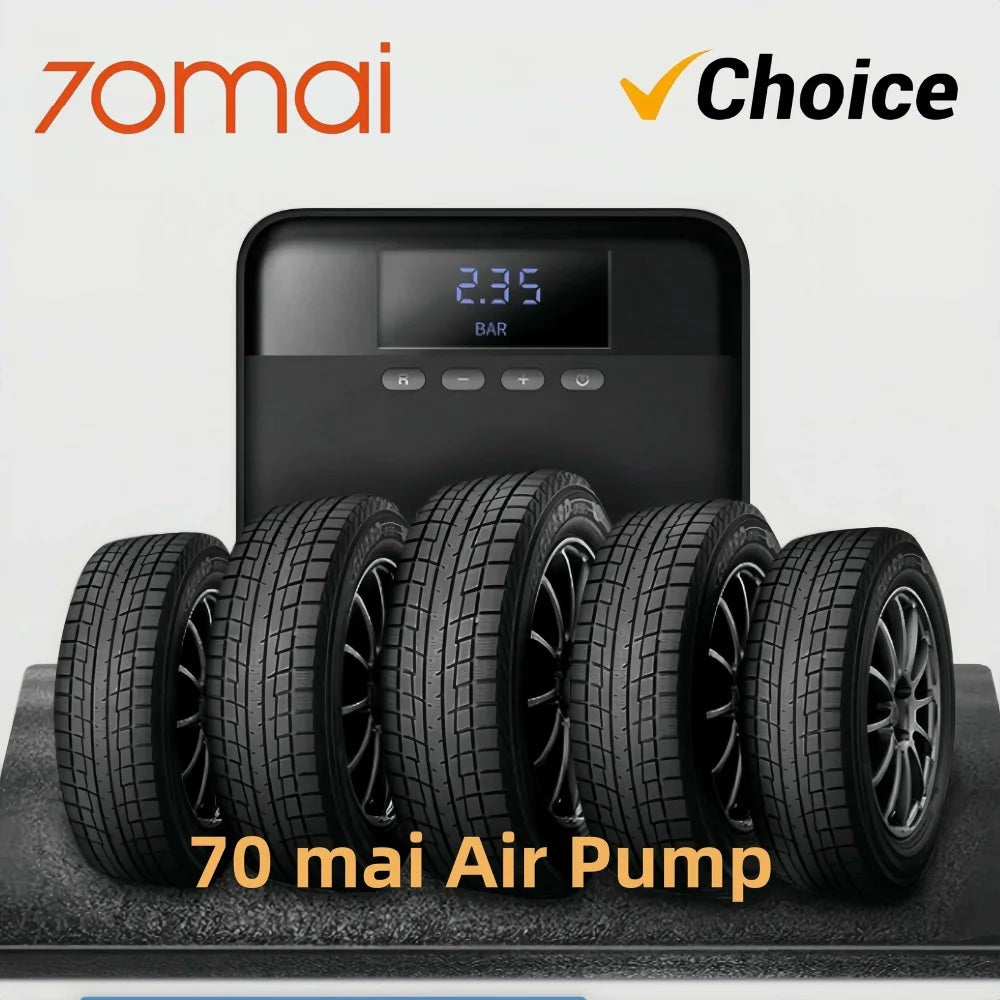 Compresseur d'air portable 70mai, gonfleur de pneus pour voiture, pompe à air 12V DC, pression de pneus préréglée, pour vélo et ballon.