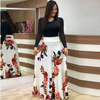 Robe à manches courtes pour femmes, style européen et américain, imprimé floral, couleur assortie, grande jupe trapèze, 2024