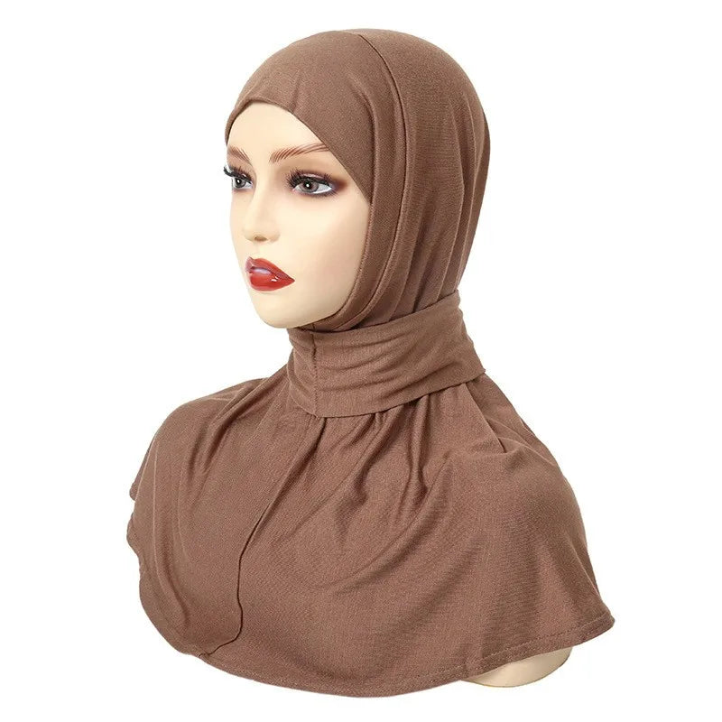 Classique Islam femmes prêt à porter Snap Fastener Hijabs pour femme couverture complète bandeau écharpe Turban casquettes Turbante Mujer