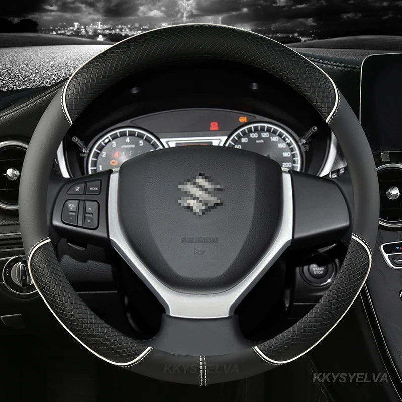 Housse de volant de voiture en cuir PU 38cm pour Suzuki Swift 2011-2016 Vitara 2015-2019 Celerio 2015 - 2019 SX4 S-CROSS 2013-2019