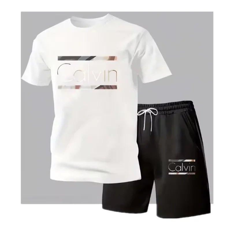 T-shirt et short décontractés pour hommes, ensemble deux pièces avec lettres imprimées en 3D, costume d'été pour l'extérieur, nouvelle mode 2026