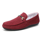 Mocassins en daim bleu pour hommes, chaussures de conduite plates respirantes, mocassins souples à enfiler, chaussures décontractées en cuir faites à la main, printemps et été