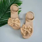 Femmes sandales 2026 nouveau été sandales légères mode plage pantoufles décontractées en plein air nœud papillon chaussures plates maison plate-forme sandales