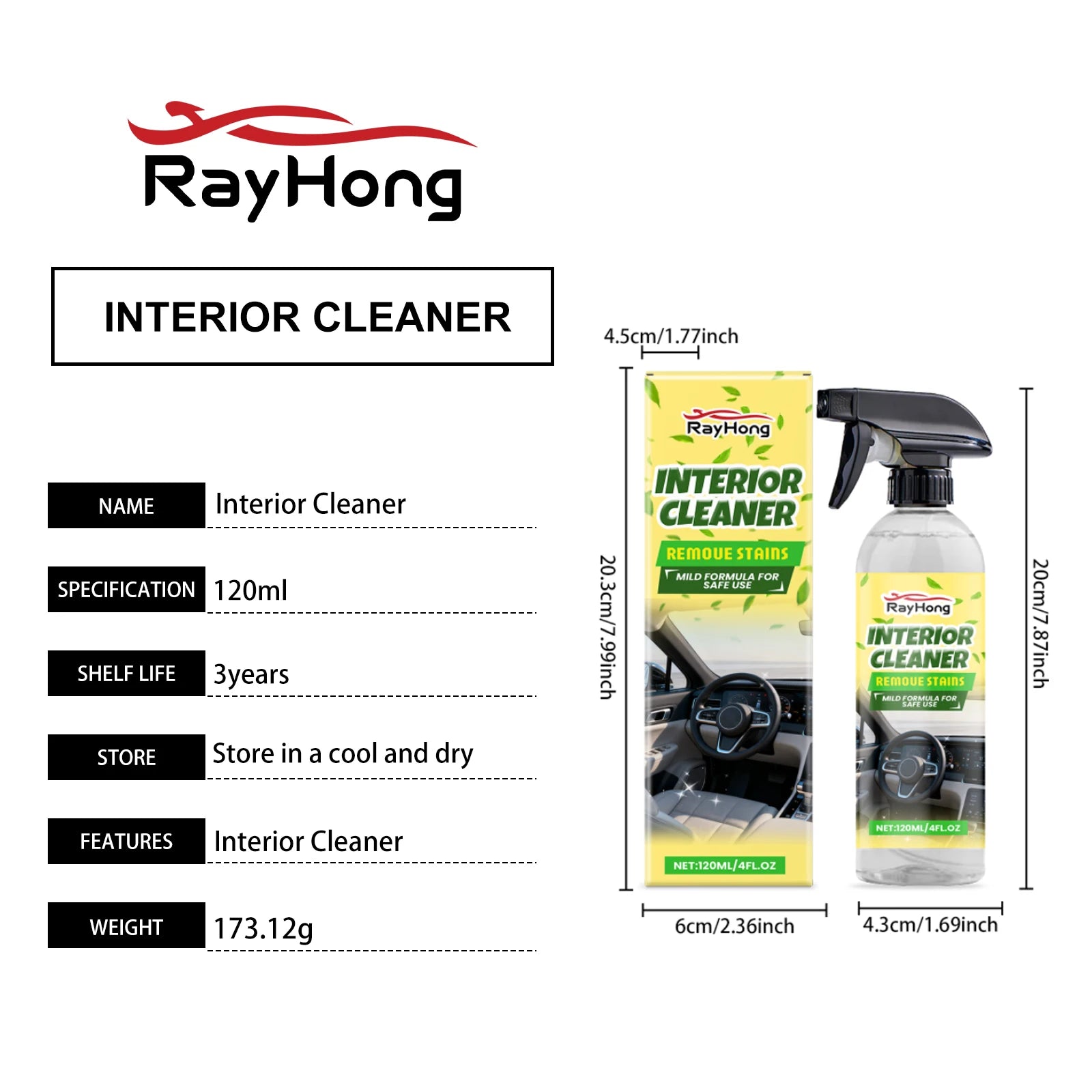 Nettoyant pour intérieur de voiture, élimine efficacement les taches de graisse de la poussière, nettoie les vernis du tableau de bord intérieur améliore la brillance, Agent de rénovation