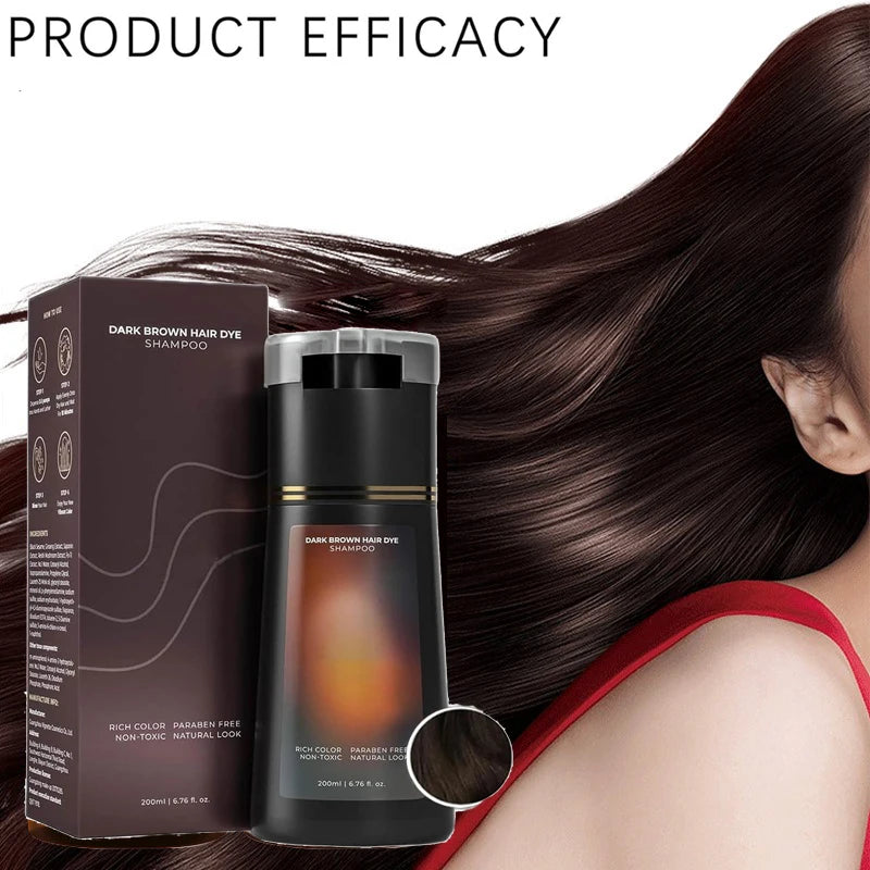 Shampoing de teinture capillaire pour cheveux gris pour femmes et hommes, Kit de teinture capillaire naturelle, Semi-permanent, noir, marron, violet, 200ml