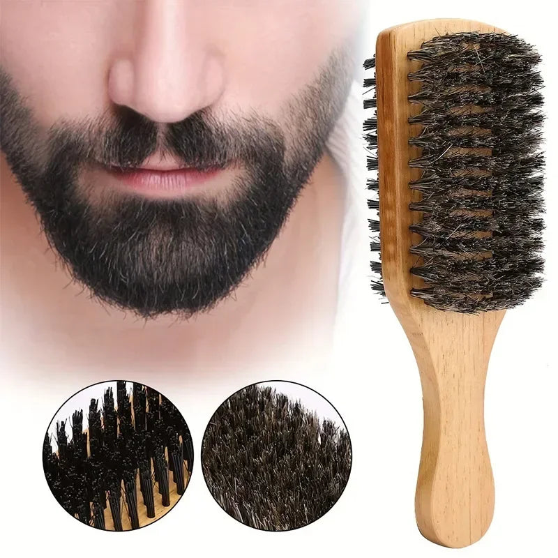Brosses à cheveux en poils de sanglier pour hommes, brosse ondulée en bois naturel, brosse à barbe masculine, brosse à cheveux polyvalente pour touristes, brosse à barbe double face, S, M, L, 1PC