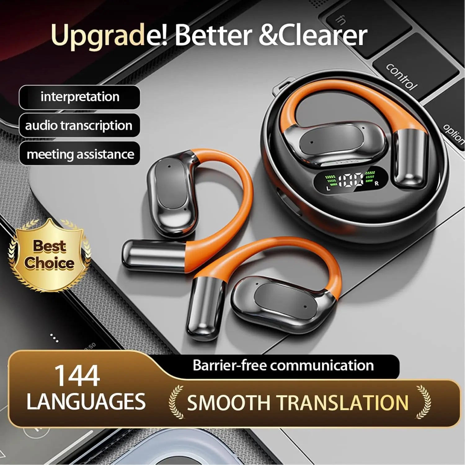 EARDECO TWS – écouteurs sans fil à clipser, oreillettes Bluetooth, son stéréo, casques Bluetooth sans fil avec microphone, son Hifi