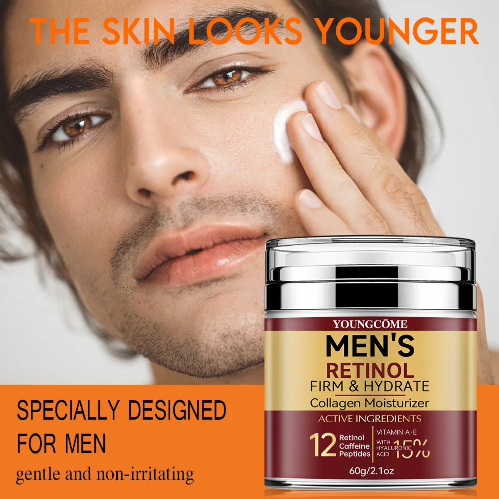 Crème pour le visage raffermissante au rétinol pour homme, soin de la peau, hydratant, au collagène, éclaircissant, lisse, déformable, traitement