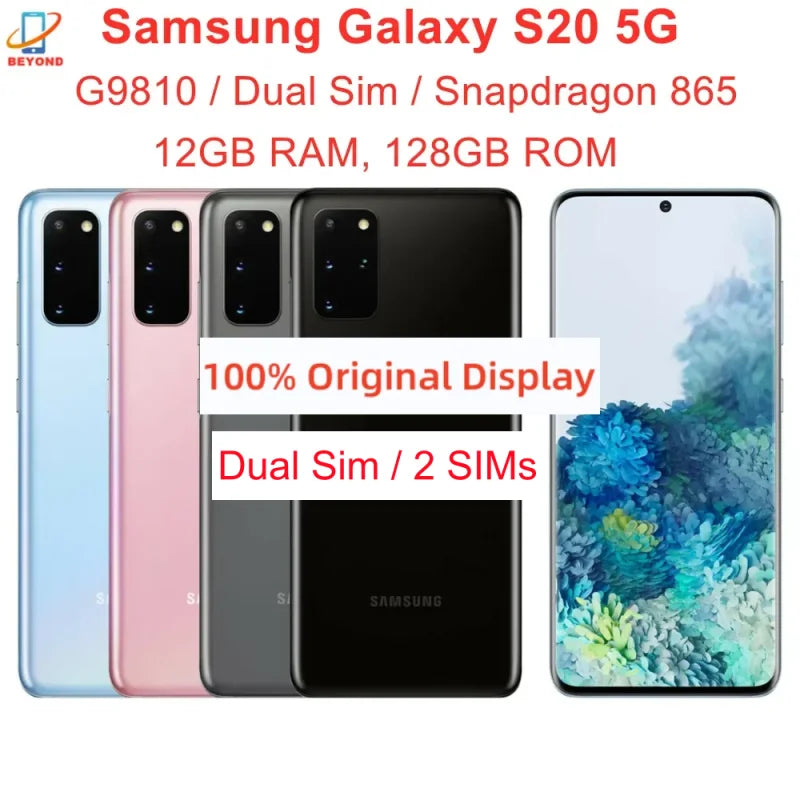 Samsung-Smartphone Galaxy S20 5G, téléphone portable, SIM G9810, écran 6.2 pouces, Dean, 128 Go de RAM, 12 Go de ROM, processeur Snapdragon 865, NDavid, Octa Core, Android 2