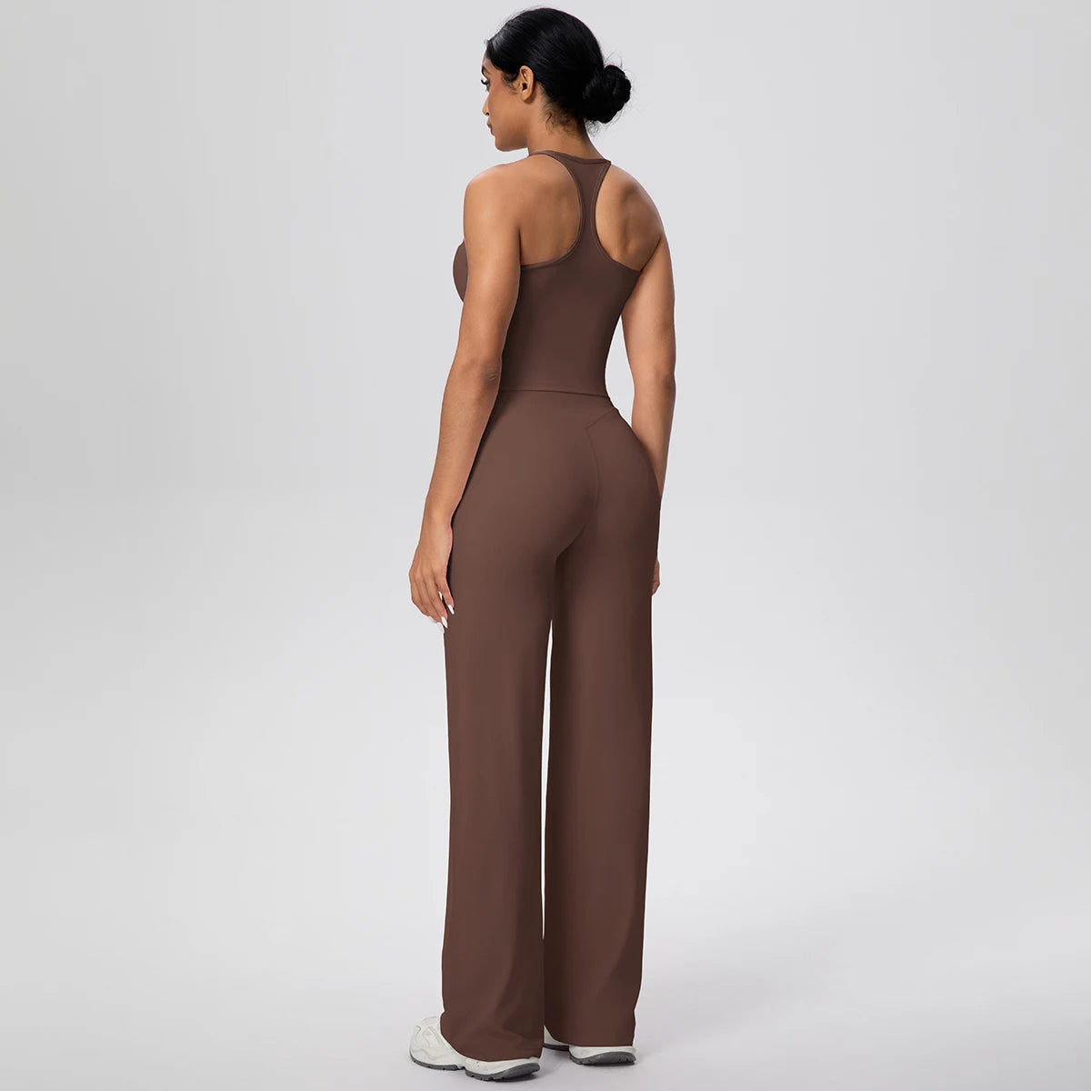 2 pièces/ensemble sport Fitness vêtements Yoga ensemble femme dos nu absorbant les chocs course en forme de I gilet mince jambe large pantalon Yoga ensemble