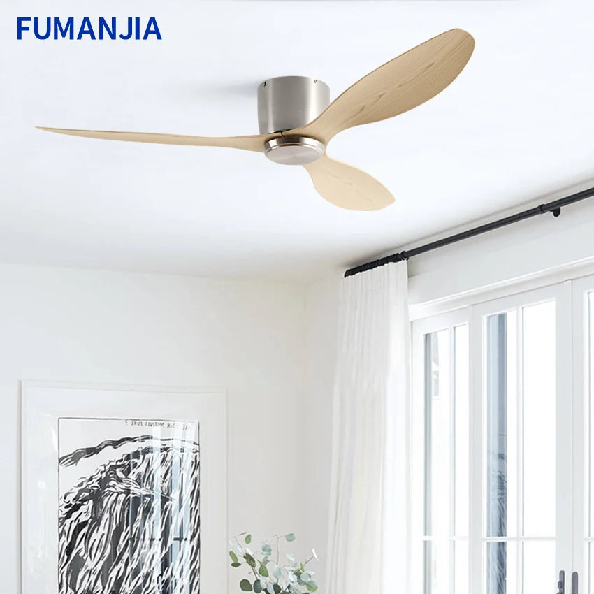 FUMANJIA Ventilateur de plafond CC ultra fin avec télécommande – Silencieux à 6 vitesses, 3 pales ABS, idéal pour les plafonds bas et les espaces minimisés (sans lumière)