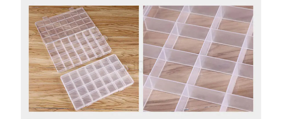 Boîte à bijoux rectangulaire en plastique à 28 grilles, compartiment de rangement, étui à bijoux, boucles d'oreilles, perles, présentoir artisanal, conteneur organisateur, nouveau