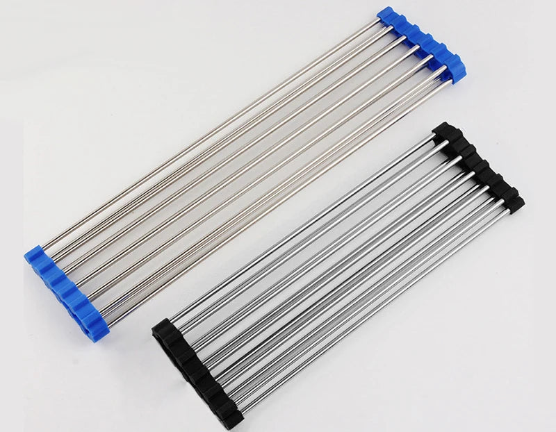 Égouttoir à vaisselle enroulable pour évier, égouttoir à vaisselle en acier inoxydable 304, organisateur de rangement pour assiettes, accessoires de cuisine