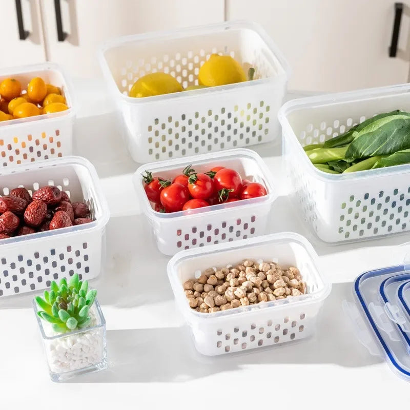 Grand panier de vidange de légumes, boîte spéciale de conservation des fruits, pour ustensiles indispensables, de qualité alimentaire, de cuisine, conteneur de stockage à double couche
