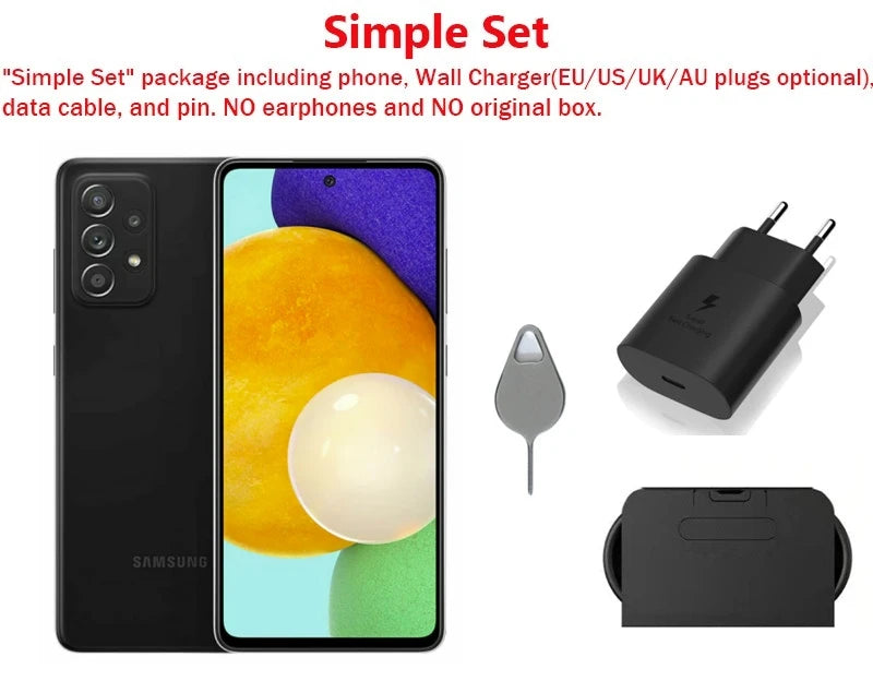 Samsung Galaxy A52 5G A526U1 A5260 A526B 128/256GB ROM 6/8GB RAM 6.5 "Snapdragon Octa Core NFC téléphone portable Android d'origine