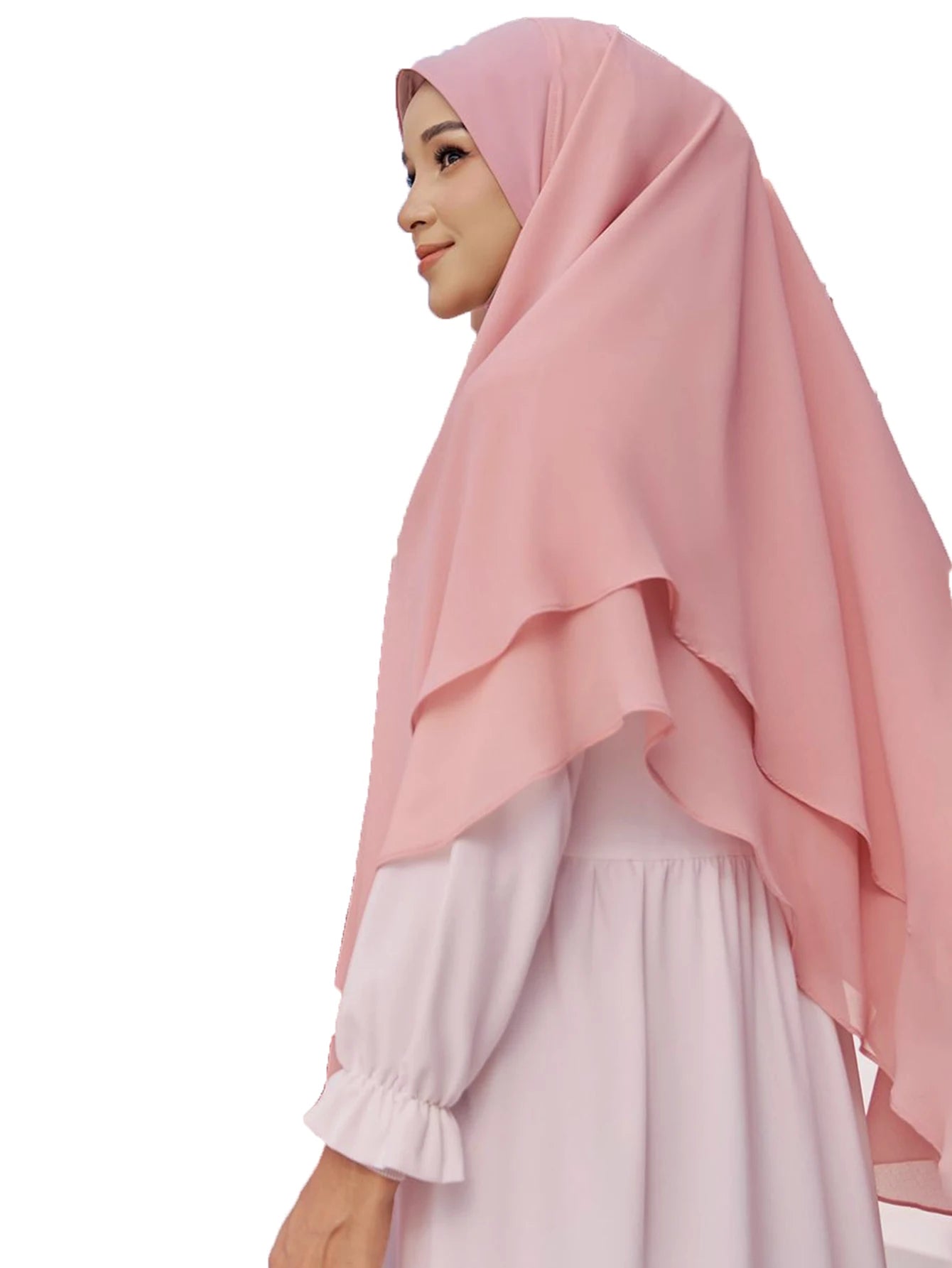 1pc prêt à porter Hijabs instantanés Double couche en mousseline de soie solide Foulard Femme Musulman châle enveloppement Bandana
