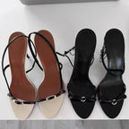 VEYKE-Sandales à Talons Hauts Noirs et Blancs pour Femme, Chaussures de Bal de Mariage à la Mode