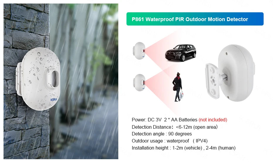 KERUI W184-Capteur de mouvement intelligent Tuya, 4G, WiFi, 101 unité de système d'alarme, sans fil, compatible Alexa, anti-cambriolage, contrôle à domicile
